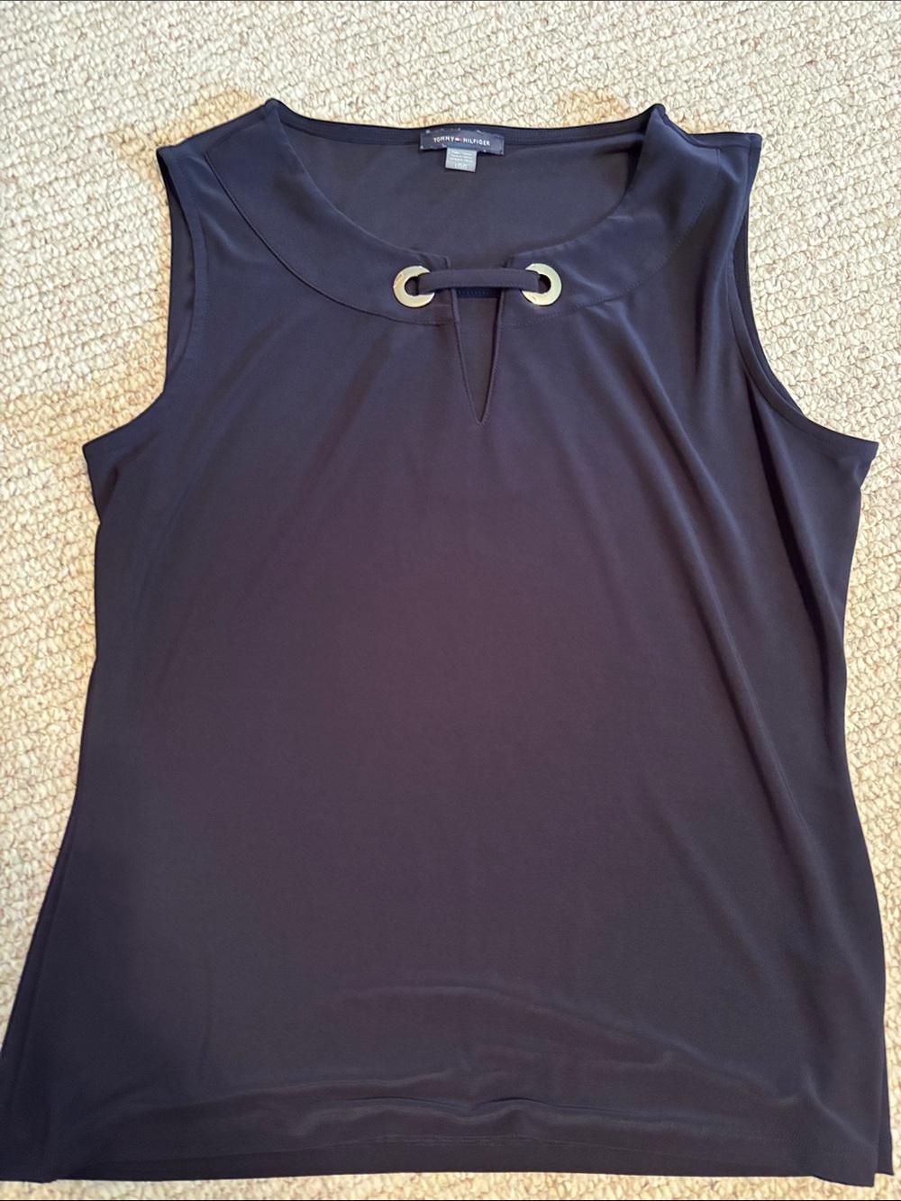 Tommy Hilfiger Navy Sleeveless Tank with Grommet Detail Large